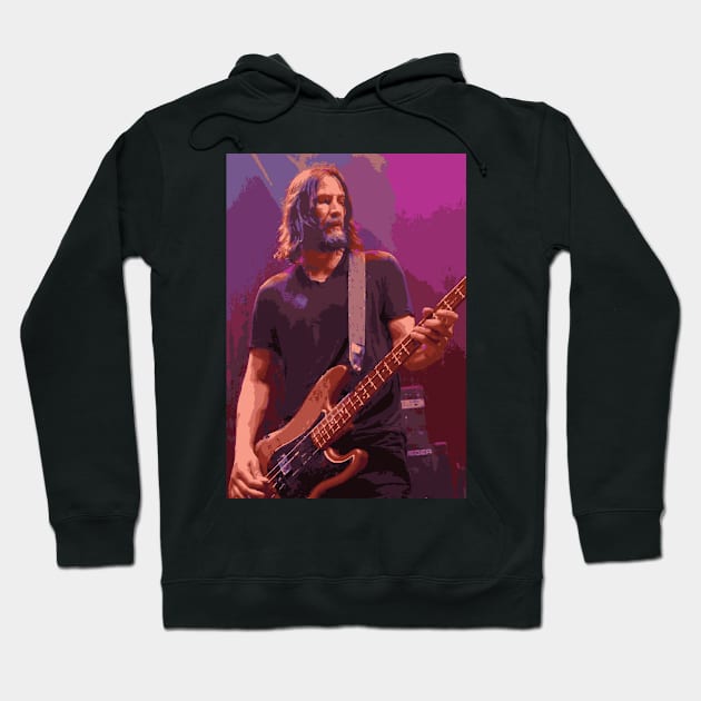 Keanu Grooves: Bass Guitar Vibes Hoodie by Playful Creatives